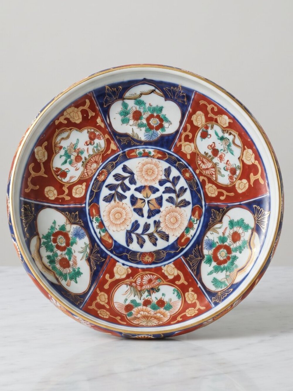 Vintage Japanese Gold Imari Arita Ware Hand Painted Console Bowl Dish 7.5"